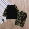 新しい生まれた赤ちゃんガール服セットカモフラージュTシャツトップス+パンツ衣装2個セット冬の赤ん坊の服結ぶ乳棒