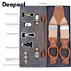 Deepeel 1Set 3 5x125cm İş Erkekler Sırıştırıcılar Çok Setli Takım 3 6 Klipler DIY Hediye için Gerçek Deri Kayış 232m