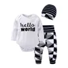 Conjunto de roupas de bebê recém-nascido menino menina manga longa tops calças compridas chapéu 3 peças conjunto de roupas de natal do bebê 5718307