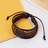 Großhandel - Retro Mehrschichtiges Lederarmband Armband Manschettenarmband Männer Frauen Wrap Charm Leder Schwarz Braun Geflochtene Seilarmbänder