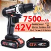 42V 7500MAH Heavy Duty Electric Impact Wrench Screwdriver Cordless Drill Tool With Batteries