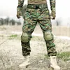 ハンウィルドの男性戦術的なユニフォームシャツアーミー戦闘膝パッド付きカモフラージュトレーニング服s19