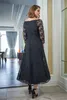 Jasmine Mother of the Bride Dresses V-Neck Long Sleeves Lace Appliques Evening Gowns Custom Made Tea-Length A Line Wedding Guest Dress