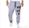 Herrenhosen Herren Weiß Grau Elastische Taille Gedruckte Buchstaben Lose Lässige Harem Baggy Hip Hop Tanz Sport Hose Hosen Slacks Stil Plus Größe