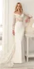 Modeste zeemeermin trouwjurken v-hals lange mouw tule satijnen applique bruiloft jurk Sweep Train Custom Cobe de Mariée