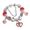 Wholesale-Silver Fashion Creative red Love Beads European Charm Bracelet Suitable for Pandora Style Female DIY Snake Bone Bracelet Jewelry