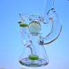 Bong in vetro unici Green Purple Glow In The Dark Ball Narghilè Showhead invertito Percolatore Tubi d'acqua con ciotola Ciambella a fessura Perc 14mm Dab Rigs