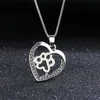 Animal de compagnie chien patte empreinte creux amour coeur pendentif couleur argent colliers ras du cou pour femmes bijoux coeur collier