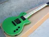 Elegant Missimg Angle Electric Guitar,Green Body and Black Hardwares,White Shell Frets Inlay,Floyd Rose and HH Pickups,can be customized