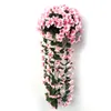 装飾的な花の花輪バイオレット人工花シミュレーションウォールハンギングバスケットランフェイクシルクブドウの花1196S