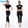 Yoga Outfits outfit Womens Sexy Sleeve Crop Tops High Waist Leggings 2 Piece Bodycon Set Casual Tracksuit