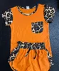 Kids Designer Clothes Baby Girls Leopard Print Clothing Sets Pocket T-shirt Top Shorts Suit Summer Fashion Short Sleeve Pants Outfits YP536