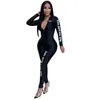 Partihandel-kvinnors solida dragkedja bondycon jumpsuit kvinnor plus storlek spetsbodysuit kropp femme shein overalls för kvinnor sexiga kostymer