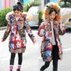 Mode hiver col de fourrure coton enfant Long manteau chaud bébé filles veste imprimer vêtements d'extérieur pour enfants tenues pour enfants pour 314 ans8756290