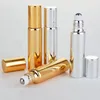 10 ml Guld / Silver / Svart Färg Metall Roller Parfymflaska för eteriska oljor Roll-on glass parfymflaskor