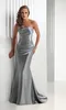 Szary Sexy Mermaid Druhna Dresses Sweetheart Zroszony Ruched Soft Satin Lace Up Back Court Tani Custom Made Plus Size Wedding Guest