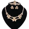 Silver pläterade Dubai bröllopsfest smycken set för blomma mode halsband sätta afrikansk kostym kristall brud tillbehör