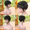 Perruque courte bouclée Bob cheveux humains naturels brésilien Remy coupe de lutin perruques pour les femmes noires charmante perruque bouclée faite à la Machine sans dentelle avec6134902