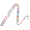 Colorful Polymer Clay Bead Rosary Pendant Necklace Cross Virgin Mary Centrepieces Christian Catholic Religious hip hop jewelry dropship