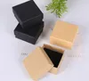 Black Kraft Paper Color Jewelry Box/ Lovers Ring Box/ Gift Package/ Kraft Paper Box For Women Jewelry Storage Box Display 5*5*3,8 cm