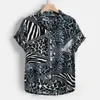 Hommes chemise à manches courtes été mode léopard Patchwork Camisa hombre décontracté chemise boutonnée hommes streetwear