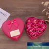 Романтическое розовое мыло цветок 9 шт. Один сердца форма металлическая коробка бантик валентин день подарки свадебный подарок