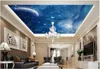 Personalizzato Grande 3D foto carta da parati 3d murales del soffitto carta da parati Bella luna stellata soggiorno zenith soffitto murale papel de parede