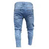 Män jeans snygga rippade jeans byxor cyklist mager smala rakt frayed denim byxor nya mode mager män kläder274p