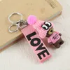 Love de fita Keychains Bonito Keyring Keychain Titular Moda Mulheres Meninas Meninas Urso de Peluche com Chapéu Design Chaveiro Chaveiro Para Chaves Do Carro