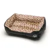 Square Pet Bed Tiger Leopard Print 3 Size Soft Dog Bed Warming Puppy Bed House Soft Material Nest Dog Baskets Winter Warm Kennel 201225