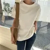 Sommer Solide Baumwolle Frauen T-shirt Lose Bodenbildung Weibliche Oansatz Grundlegende Tops Hemd Casual Kurzarm Femme 6 Farben vs007