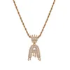 Модное 26-буквенное бриллиантовое ожерелье-подвеска для мужчин и женщин в стиле хип-хоп, полная хрустальная корона, тяжелое ожерелье со льдом, 3 мм, 24 дюйма295J
