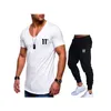 Sommer Zwei Stücke T Shirts + Hosen Anzug Männer Baumwolle Tops Tees Mode T-shirt Hohe Qualität Sportbekleidung 2 Sets C19041901