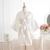 Kvinnors Faux Silk Satin Nightgown Mor Kortärmad Ren Färg SleepWear Kvinnor Sommar Lösa Hemkläder Badrockar RRA404