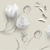 Stereo ordinazione murale carta da parati moderna 3D del tulipano dei fiori di farfalla pittura murale carta da parati moda Living Room Decor Per 3 D