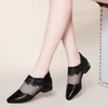 Air Mesh Zip Women Sandals Transparent Summer Shoes for Woman Closed Toe Rhinestone Pumps Low Heel Sandal Ladies Dress Shoe1