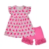 INS Kinder Mädchen Baumwolle Outfits Sommer Erdbeere Spitzenkleid Tops + Rüschen Shorts 2 Stück Anzüge Sommer Floral Zitrone Kleinkind Kinder Kleidung Y1340