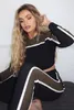 Casual Women's Tracksuit Tights Sportkläder Fitness Suit For Female Clothing Workout Two Piece Jumpsuit långärmad Crop Top Size S-XL