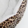 Hurtownie Darmowa Wysyłka Super Ciepłe Wodoodporne Anti-Swidding Soft Bawełny Pet Doghouse Leopard Drukuj M