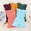 Summer Newborn Baby Girl Boy Linen Ruffle Rompers Sleeveless bowknot slim Jumpsuit infants Bodysuit Outfit Clothing M1917