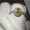 Choucong Fashion Bridal Anniversary Pierścień 1CT Żółty Diament 925 Srebrny Zespół Ślubny Pierścienie Dla Kobiet Bijoux Prezent