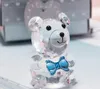 50 stks Crystal Bear Baby Shower Bruiloft Gunsten Jongen Meisje Doop Party Geschenken Pasgeboren Baby Geschenkdoos Groothandel SN881