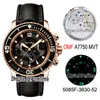 Nouveau OMF Fifty Fathoms 5085F-3630-52A ETA A7750 Chronographe automatique Montre pour homme Meilleure édition Or rose Cadran noir Bracelet en nylon noir Puretime