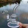 6 Inç Mini Dab Rig Renkli Kalın Cam Bongs Nargile Inline Perc Su Boruları 14mm Ortak Petrol Kuyuları 4mm Kuvars Banger ile Küçük Bong