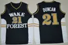 NCAA College Tim Duncan Jerseys 21 Wake Forest Demon Deacons Basketball Chris Paul Jerseys 3 University Stitched Team Yellow Black White