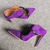 Olomm New Fashion Women Summer Pumps Sexy Stiletto High Heels Pumps Nice Pointed Toe Purple Party Shoes Women Plus US Size 5-15