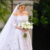 2020 vintage Wedding Dresses With Lace Appliques Scalloped Neckline 3/4 Sleeve A line court Train Elegant Plus Size Bridal Gowns For Women