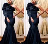Robes de soirée sirène noire élégante une épaule à manches longues longueur de plancher africaine robes de soirée robe de soirée pour les femmes vestidos festa