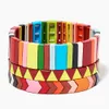 1pc nouvelle mode peint émail Bracelet arc-en-ciel extensible élastique Bracelet amitié hommes femmes bijoux accessoires