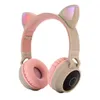 Headphony LED Cat Ear Headphones Bluetooth Anuluje Dorośli Dzieci Dziewczyna Słuchawki Wsparcie TF Card FM Radio z Mic Wireless + Wired